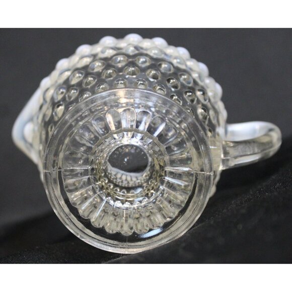 Fenton Moonstone Hobnail Glass Creamer Opalescent Small Pitcher Clear Condiment - Picture 6 of 6